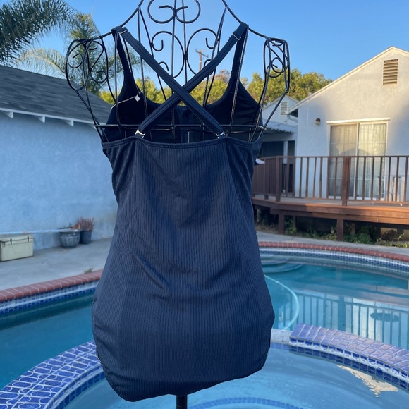 Navy blue button bathing suit - Picture 6 of 9